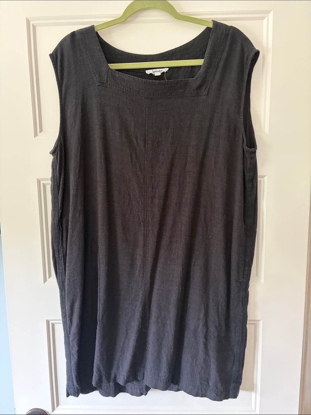 Splendid Sleeveless Square-Neck Shift Dress - Black